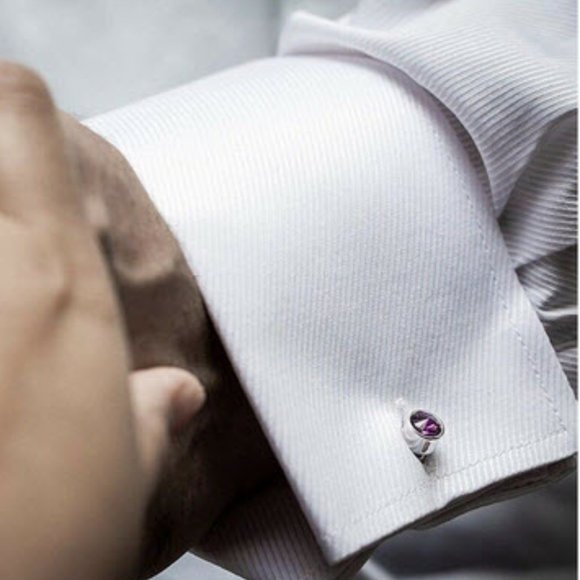 Classic Men's Lavender Dot Cufflinks - Picture 4 of 6